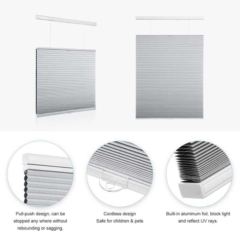 MYshade Top Down Bottom Up Shade Cordless Cellular Shades Blackout Blinds for Indoor Windows Room Darkening Window Blinds & Shades Easy to Install 30" W X 72" H (Grey) - Image 2
